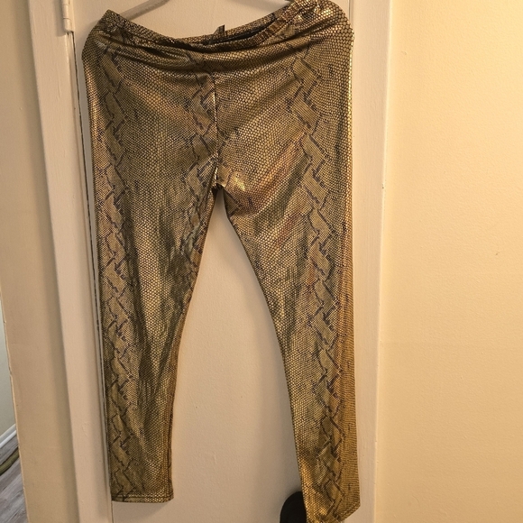 Pants - Gold Snake Print Leggings XL